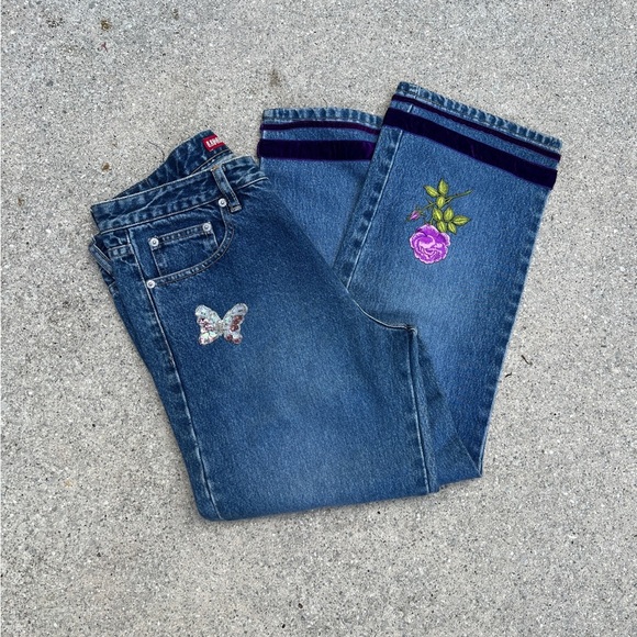 Vintage 90s Y2K Denim Sequin Low Rise Cropped Capri Jeans Size 9 Unionbay - Picture 9 of 11